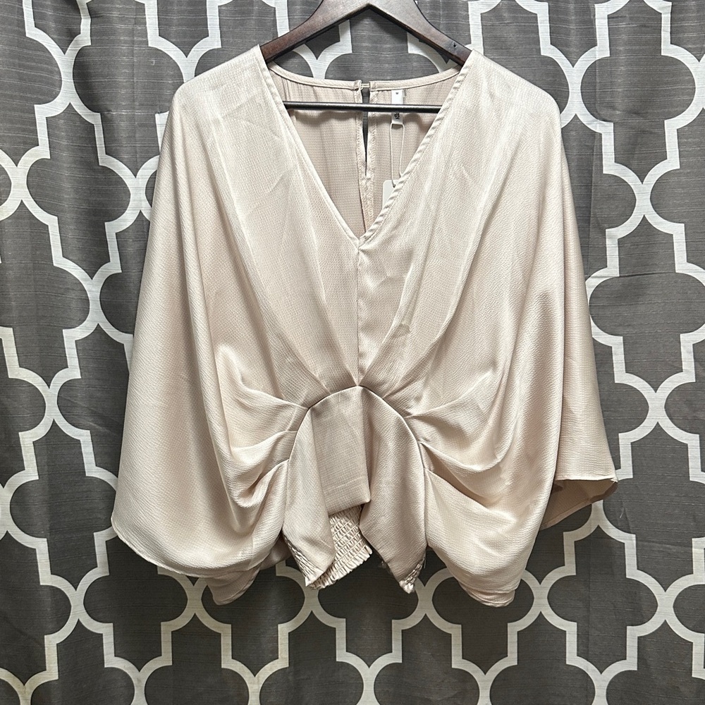 Glam Cream Draped Women's Blouse